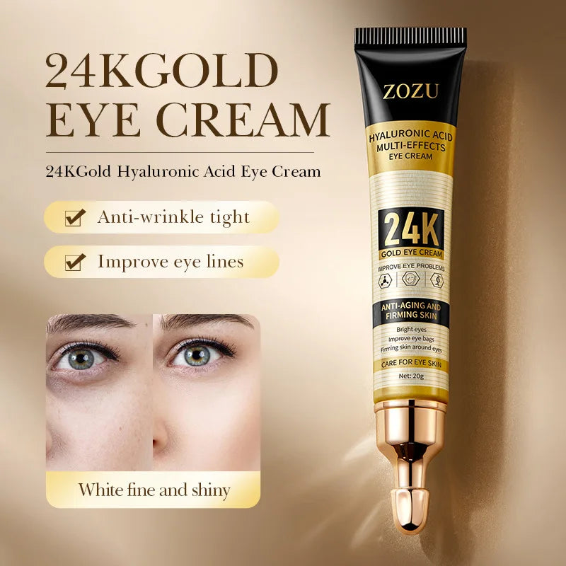 1/2/3pcs ZOZU 24K Gold Hyaluronic Acid Eye Cream Anti Dark Circles Removal