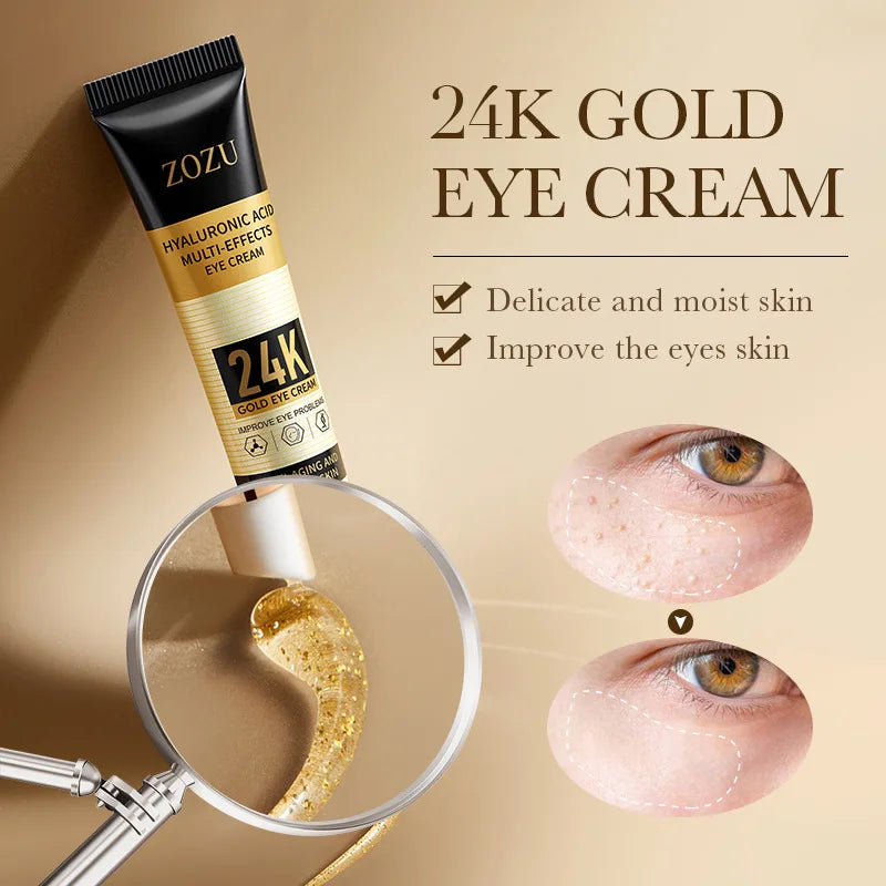 1/2/3pcs ZOZU 24K Gold Hyaluronic Acid Eye Cream Anti Dark Circles Removal